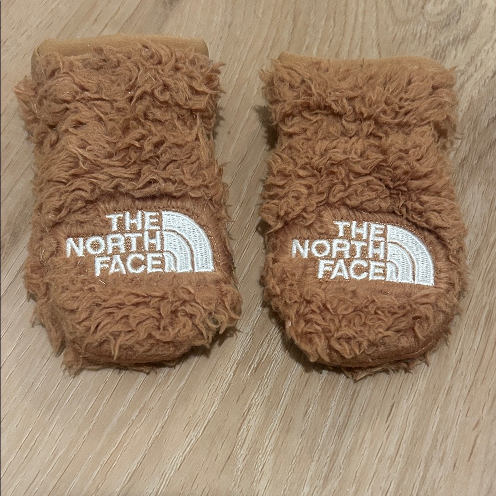 The North Face Tan Fuzzy Baby Mittens